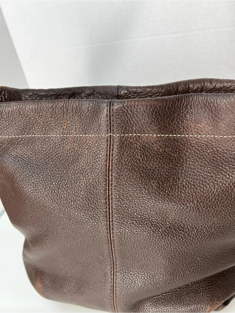 Coach Dark Brown Pebbled Leather Shoulder Bag